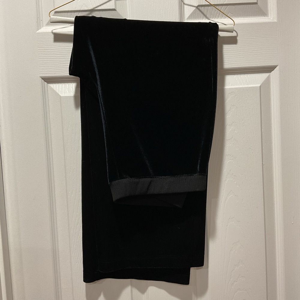 Elegant Dressy Black Velvet Straight Leg Pants